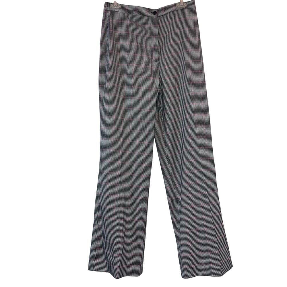 NWT Joan Leslie Plaid Pants Size 8 Wide Leg High Rise Dress Trousers